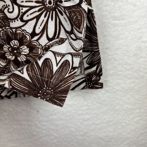 2/$30 Chicos 100% Linen Button Down Shirt Womens Size 1 M Floral Western Neutral - Picture 7 of 10